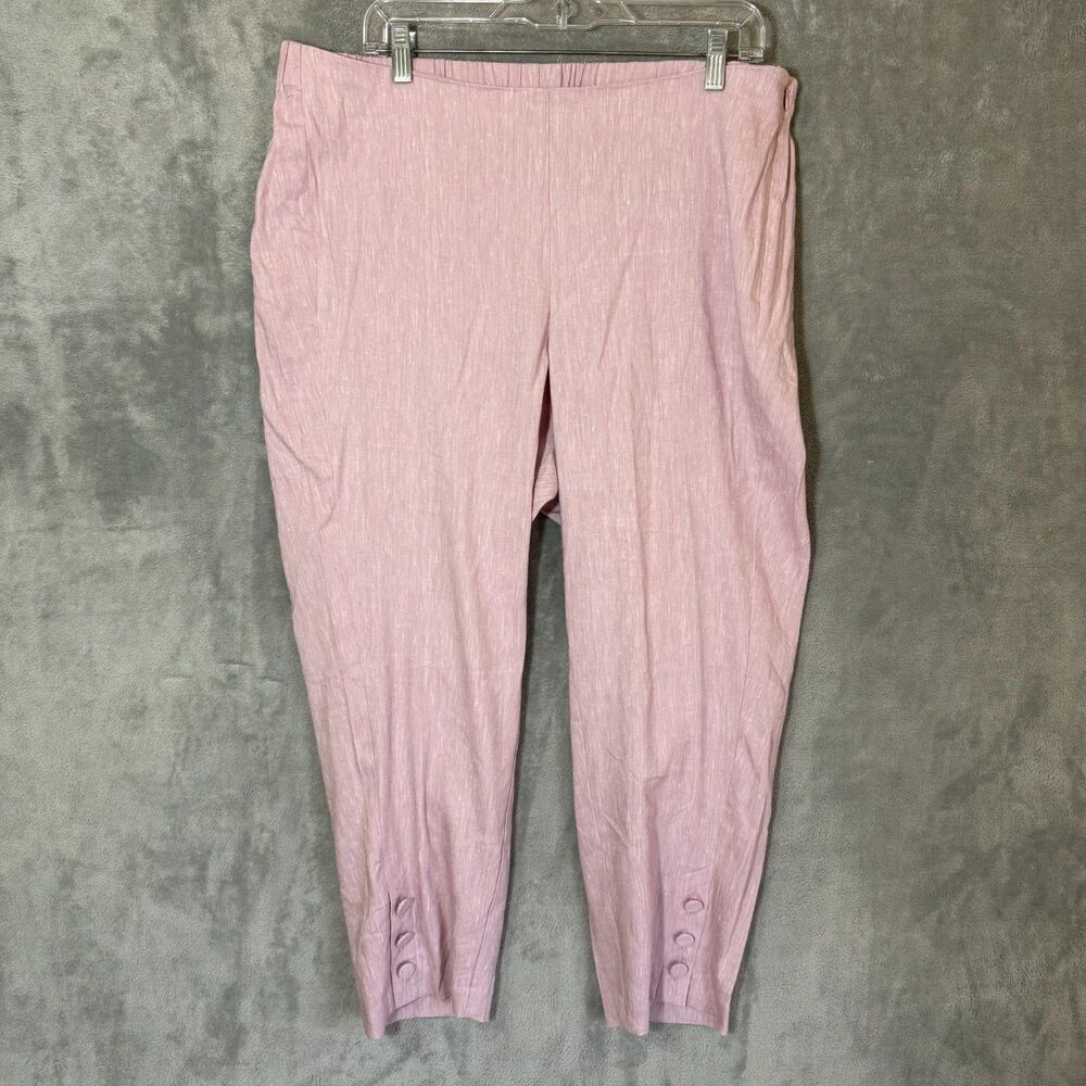 J Jill Linen Stretch Ankle Pants Blush Pink XL Women Button Coastal Quiet Luxury